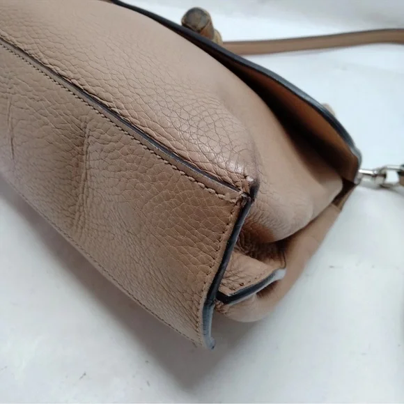GUCCI Bamboo Turn-Lock Beige Leather Top Handle Front Flap Closure Shoulder Bag - Picture 6 of 9